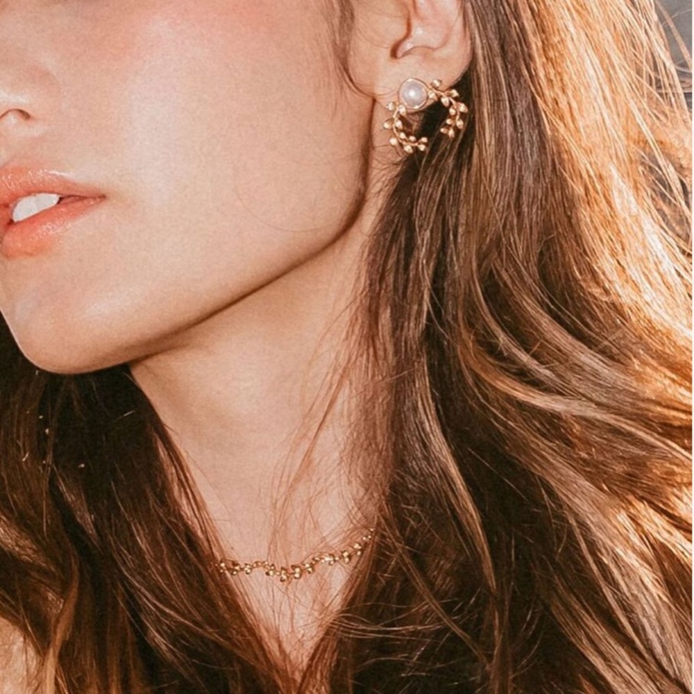 Pearl Leaf Earrings